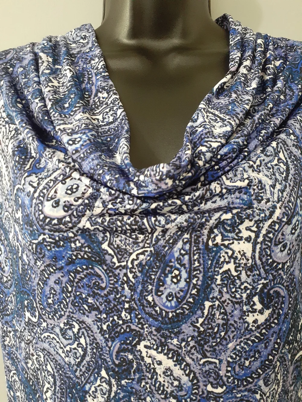 Dana Buchman Blue & Purple Paisley Cowl Neck Top
